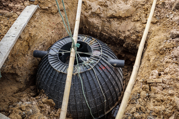 septic tank installation into the ground