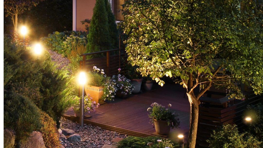 outdoor lighting on a patio walkway