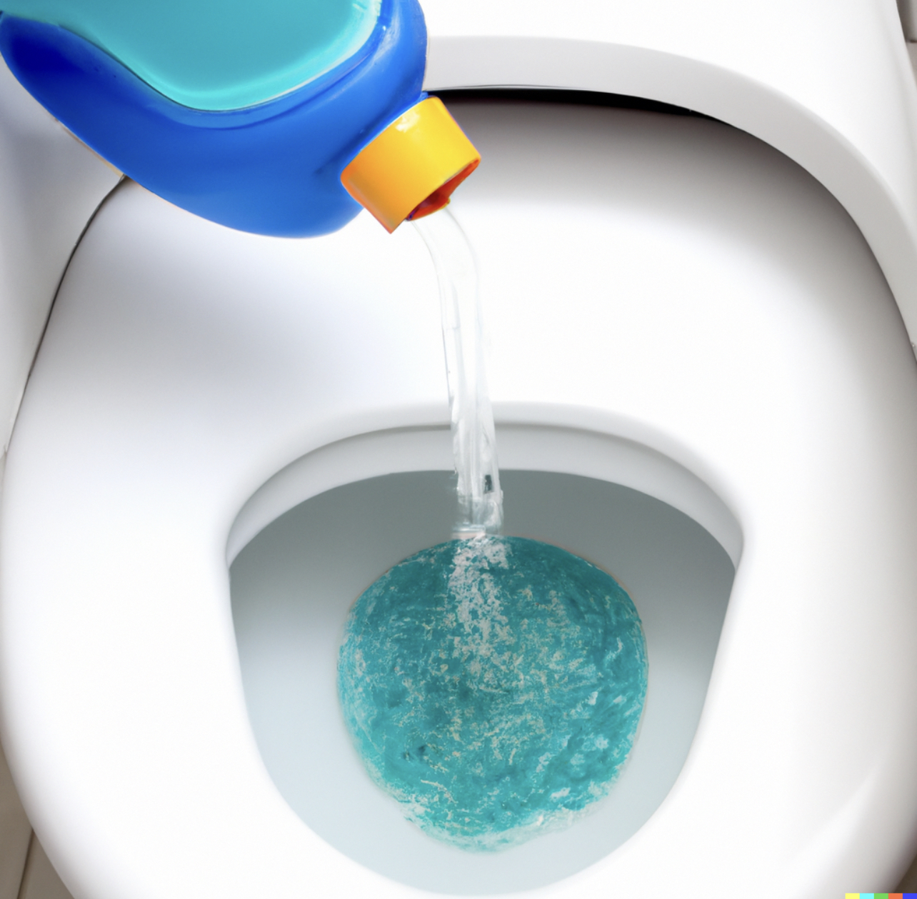 Pouring liquid drain cleaners into toilet 